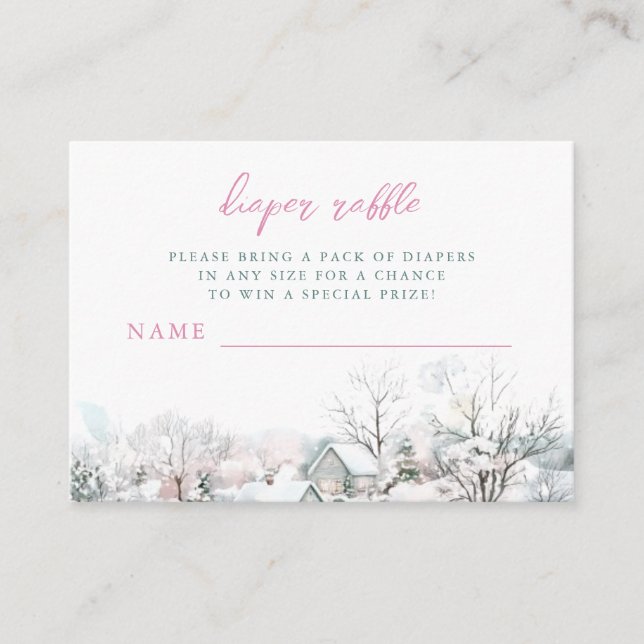 It Takes a Village Stork Baby Shower Diaper Raffle Enclosure Card (Front)