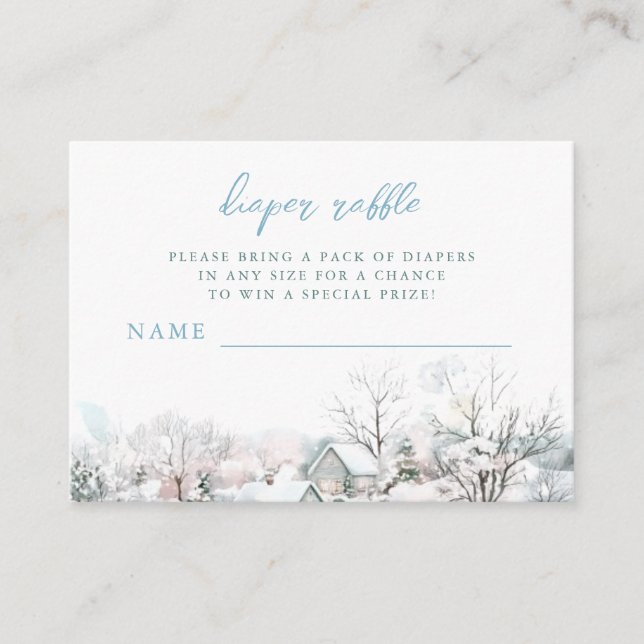 It Takes a Village Stork Baby Shower Diaper Raffle Enclosure Card (Front)