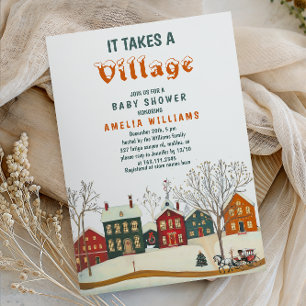 It Takes a Village Winter Baby Shower Invitation