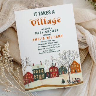 It Takes a Village Winter Baby Shower Invitation