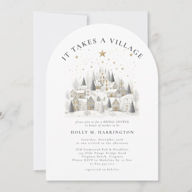 It Takes a Village Winter Baby Shower  Invitation (Front)