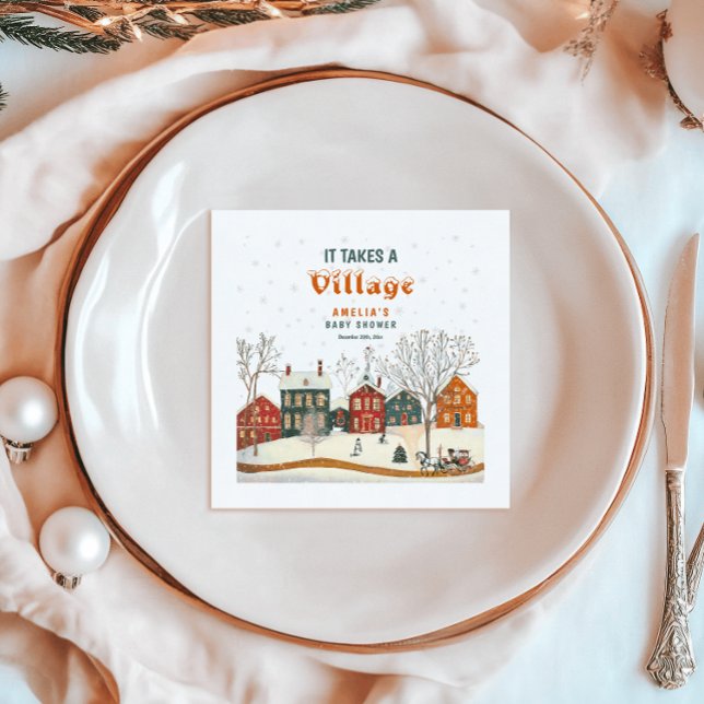 It Takes a Village Winter Baby Shower Napkins (Creator Uploaded)