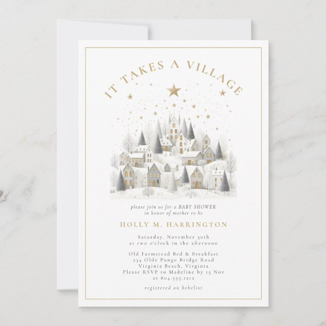 It Takes a Village Winter Baby Shower Photo  Invitation (Front)