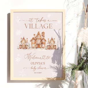 It Takes a Village Winter Baby Shower Welcome Poster