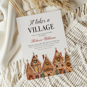It Takes a Village Winter Christmas Baby Shower Invitation