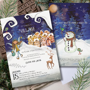 It Takes a Village Winter Fairy Baby Shower Invitation