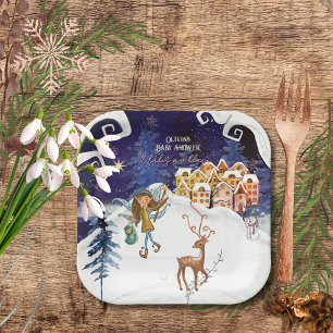 It Takes a Village Winter Fairy Girl Baby Shower Paper Plate