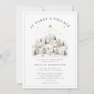 It Takes a Village Winter Photo Baby Shower Invitation
