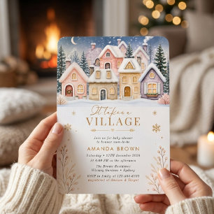 It takes a Village Winter Snow Baby Shower Invitation
