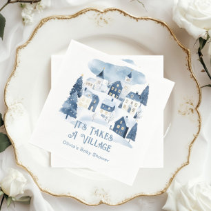 It Takes a Village Winter Snow Baby Shower Napkin