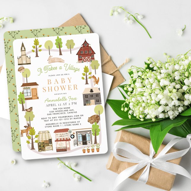 It Takes A Village Woodland Animals Baby Shower Invitation (Creator Uploaded)