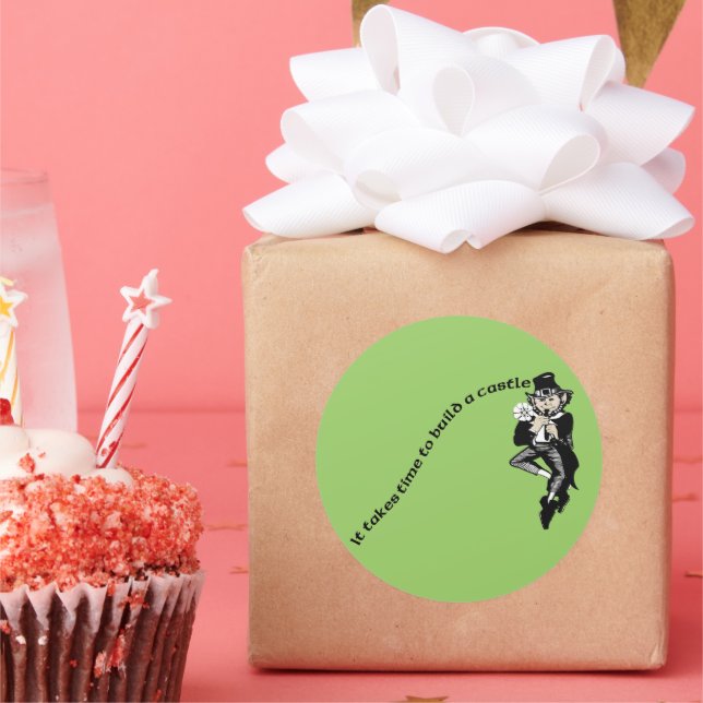 It Takes Time to Build a Castle Classic Round Sticker (Party)