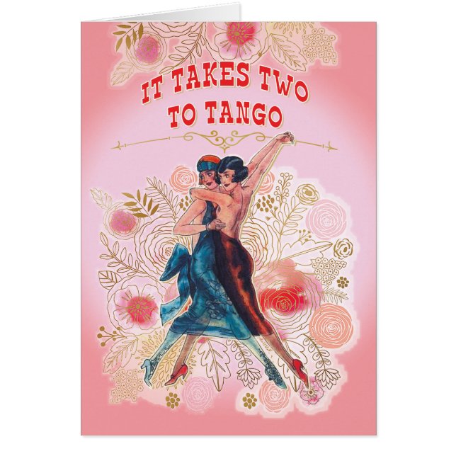 It Takes Two Lesbians To Tango Valentine Card (Front)
