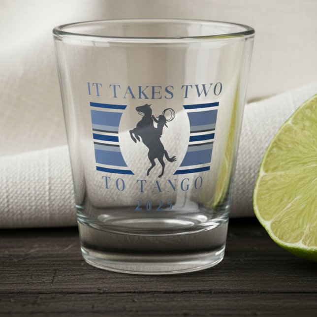 It Takes Two to Tango - Western Bachelorette Party Shot Glass (Get ready to wrangle up some fun with this stylish It Takes Two to Tango bachelorette design! )