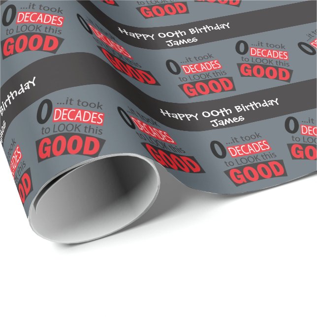 It Took 0 Decades to Look this Good - Grey Wrapping Paper (Roll Corner)