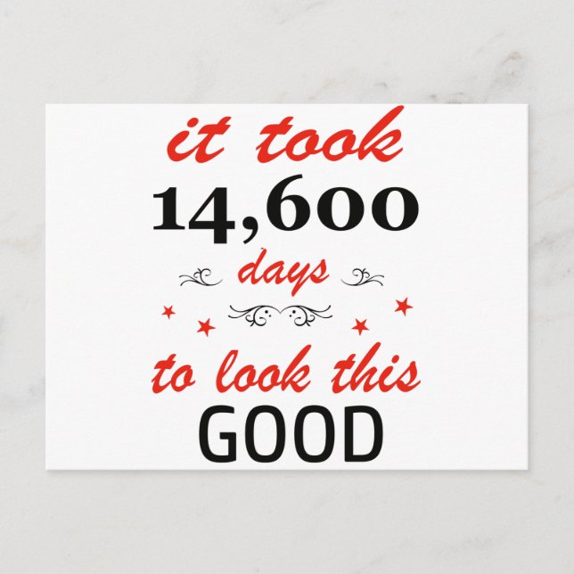 It took 40 years to look this good postcard (Front)