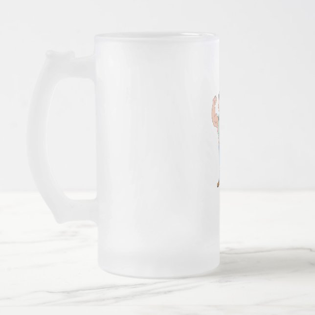 It took me 60 years to look this good. frosted glass beer mug (Left)