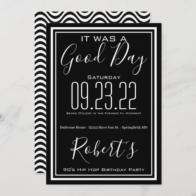 "It Was A Good Day" Birthday Party Invitation (Front/Back)