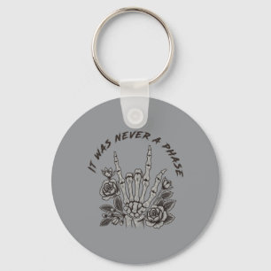It Was A Phase Skeleton Hand Gothic Floral Humour Key Ring