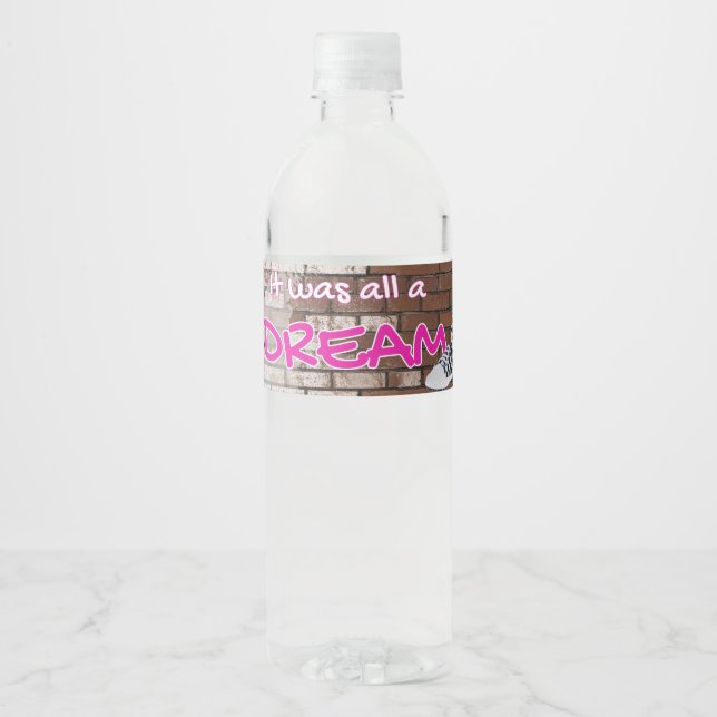 It was all Dream| 90's Pink Hip Hop Throwback Water Bottle Label (Front)