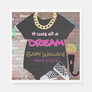 It was all Dream  Retro Hip Hop Pink & Gold Napkin
