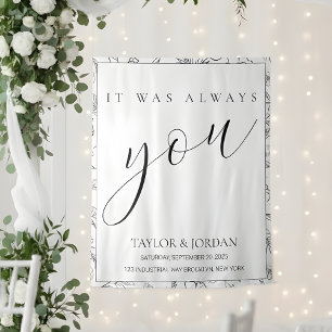 It Was Always You Floral Wedding Backdrop Tapestry