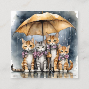 It was raining outside, so the mother cat called h square business card