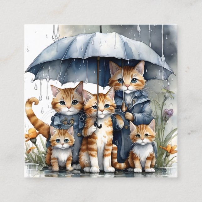 It was raining outside, so the mother cat called h square business card (Front)