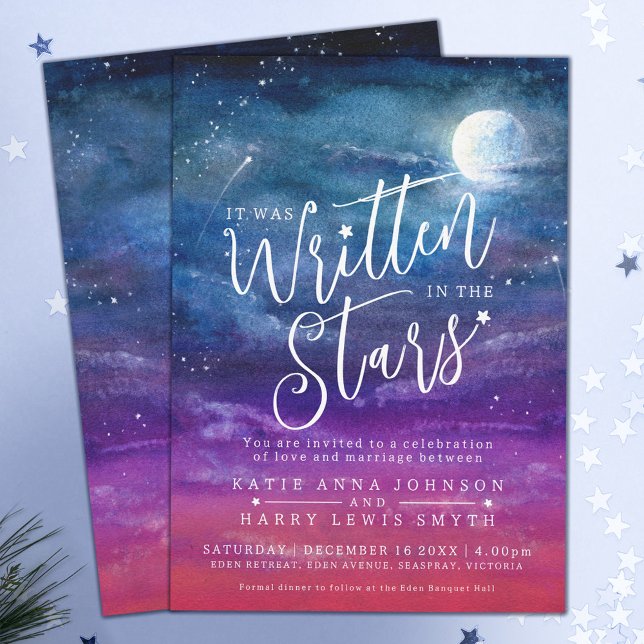 It was written in the stars moon art wedding invitation (Creator Uploaded)