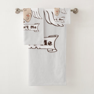 It Wasn't Me angel pug funny quote Bath Towel Set