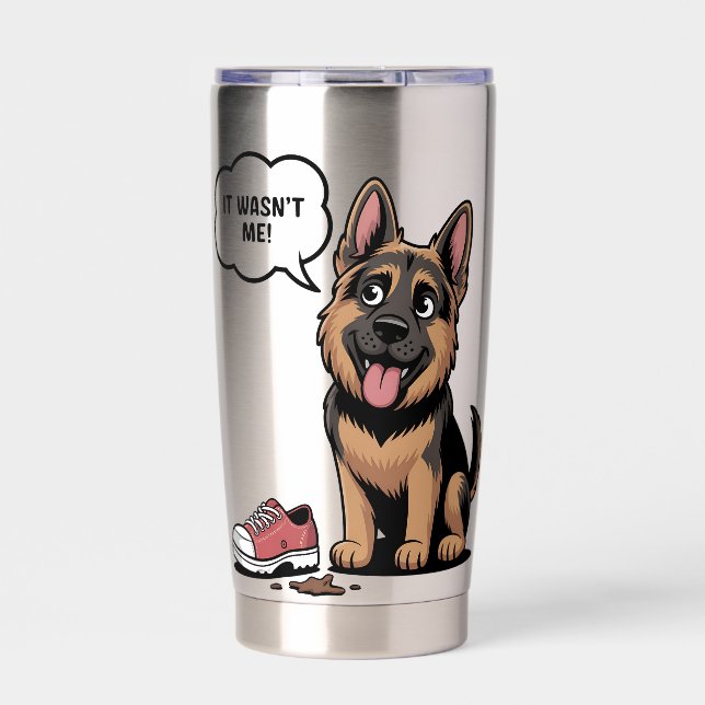 It Wasn't Me Funny German Shepherd Puppy Destroyed Insulated Tumbler (Front)