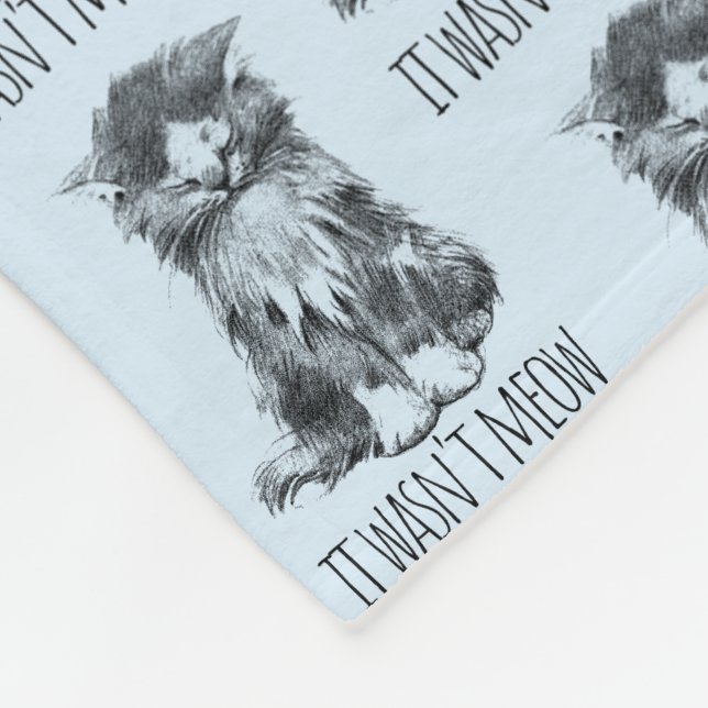 It Wasn't Meow Cute Fluffy Kitten Light Blue Fleece Blanket (Corner)