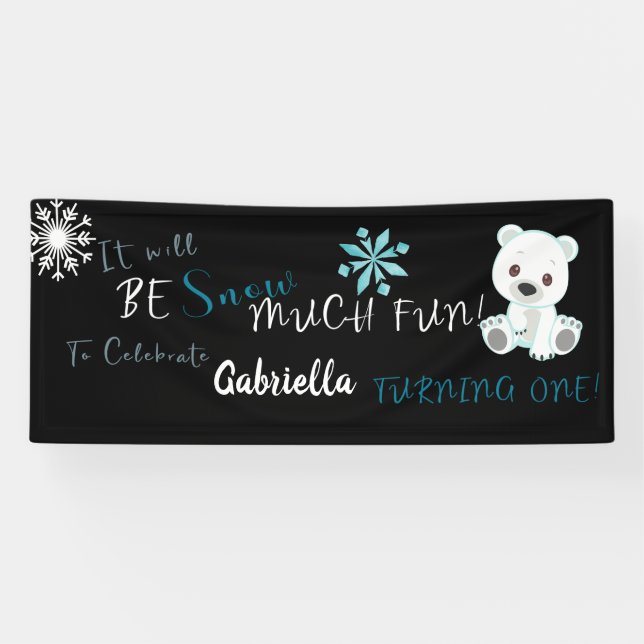 It Will Be Snow Much Fun Turning ONE! Birthday Banner (Horizontal)