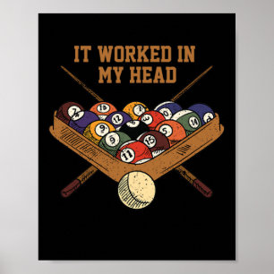 It Worked In My Head Billiards Gift 8-ll Pool Funn Poster