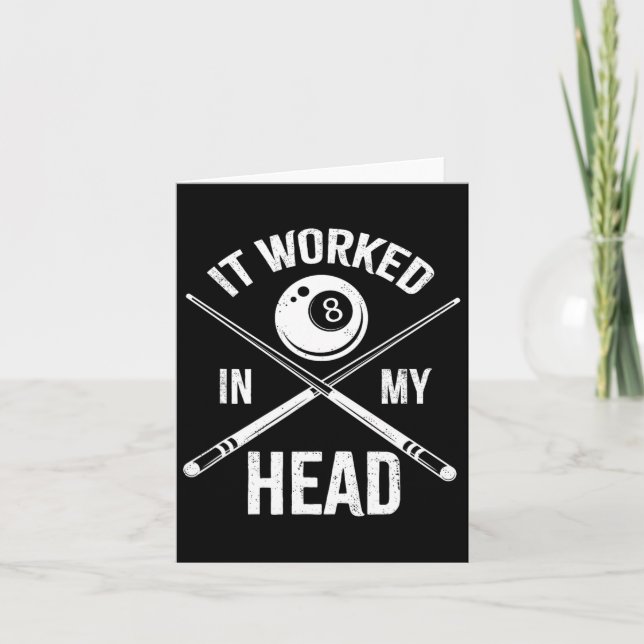 It Worked In My Head Funny Billiards Pool Player E Card (Front)
