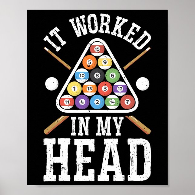 It Worked In My Head Funny Pool Billiards Player G Poster (Front)