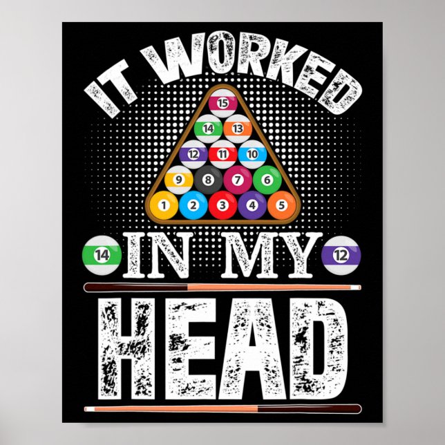 It Worked In My Head Funny Pool Billiards Player G Poster (Front)