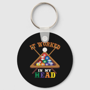 It Worked In My Head Funny Snooker Billiards Pool  Key Ring