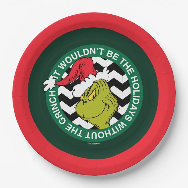It Wouldn't Be the Holidays Without Grinch Paper Plate (Front)
