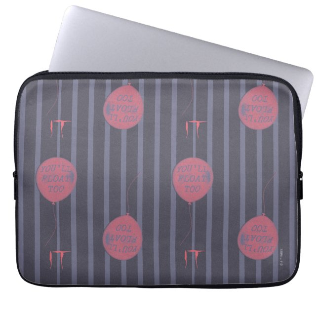 IT - You'll Float Too Balloon Striped Pattern Laptop Sleeve (Front)