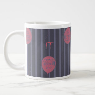 IT - You'll Float Too Balloon Striped Pattern Large Coffee Mug