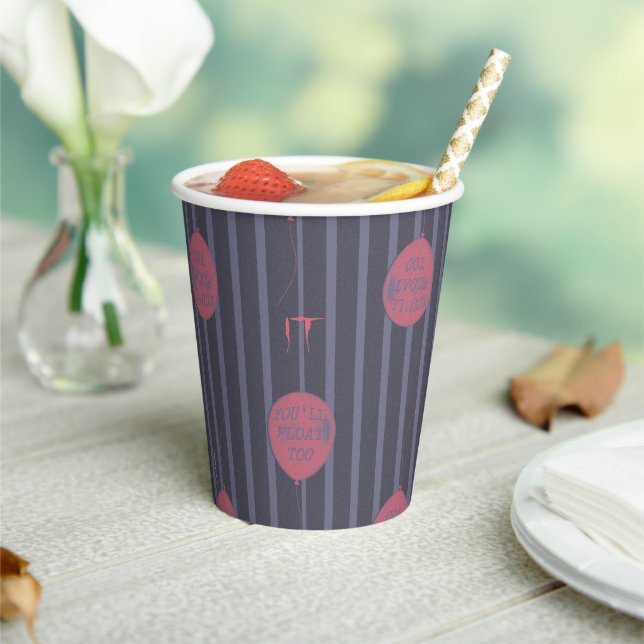 IT - You'll Float Too Balloon Striped Pattern Paper Cups (Insitu)