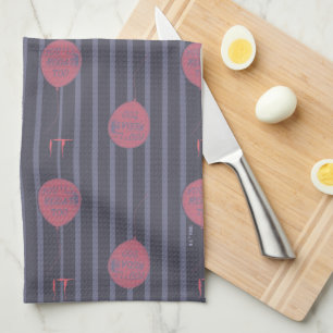 IT - You'll Float Too Balloon Striped Pattern Tea Towel