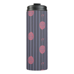 IT - You'll Float Too Balloon Striped Pattern Thermal Tumbler