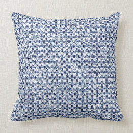 Itajime Shibori Blue Check Textile Geometric Weave Cushion