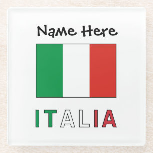Italia Bandeira Italiana Personalised Glass Coaster