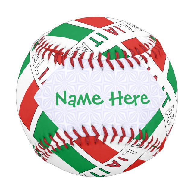 Italia Bandiera Italiana Tiled Green Personalised Baseball (Front)