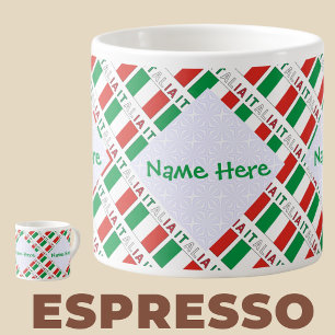 Italia Bandiera Italiana Tiled Green Personalised Espresso Cup