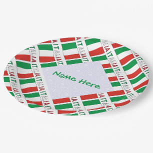 Italia Bandiera Italiana Tiled Green Personalised  Paper Plate
