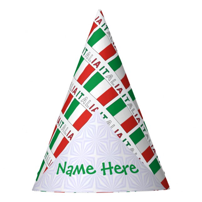 Italia Bandiera Italiana Tiled Green Personalised Party Hat (Front)